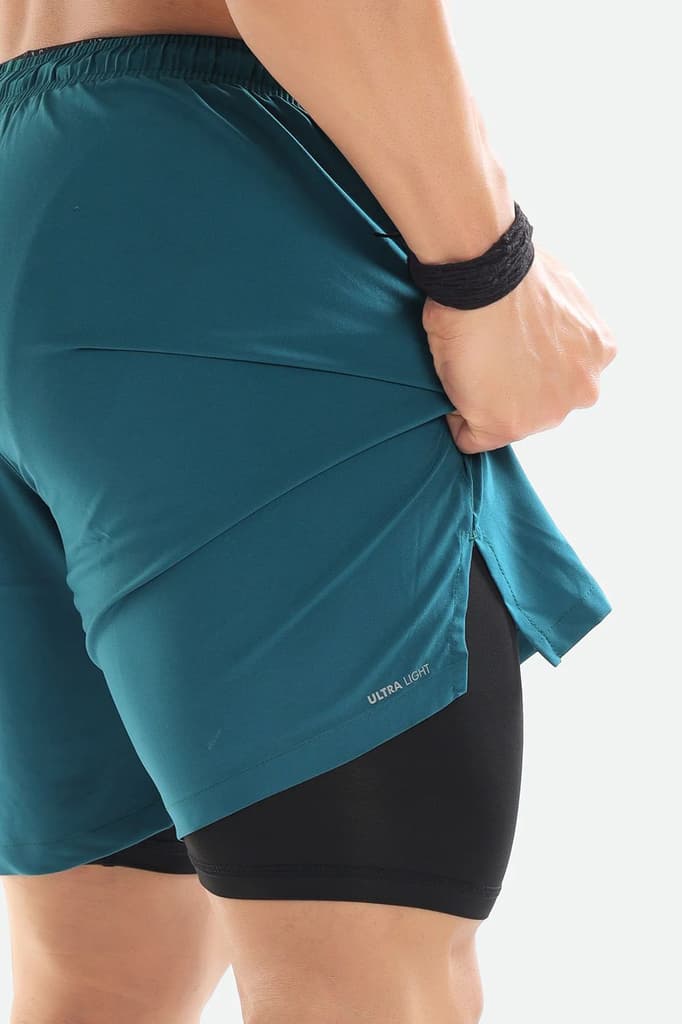2 in 1 Compression Shorts Teal — photo 3