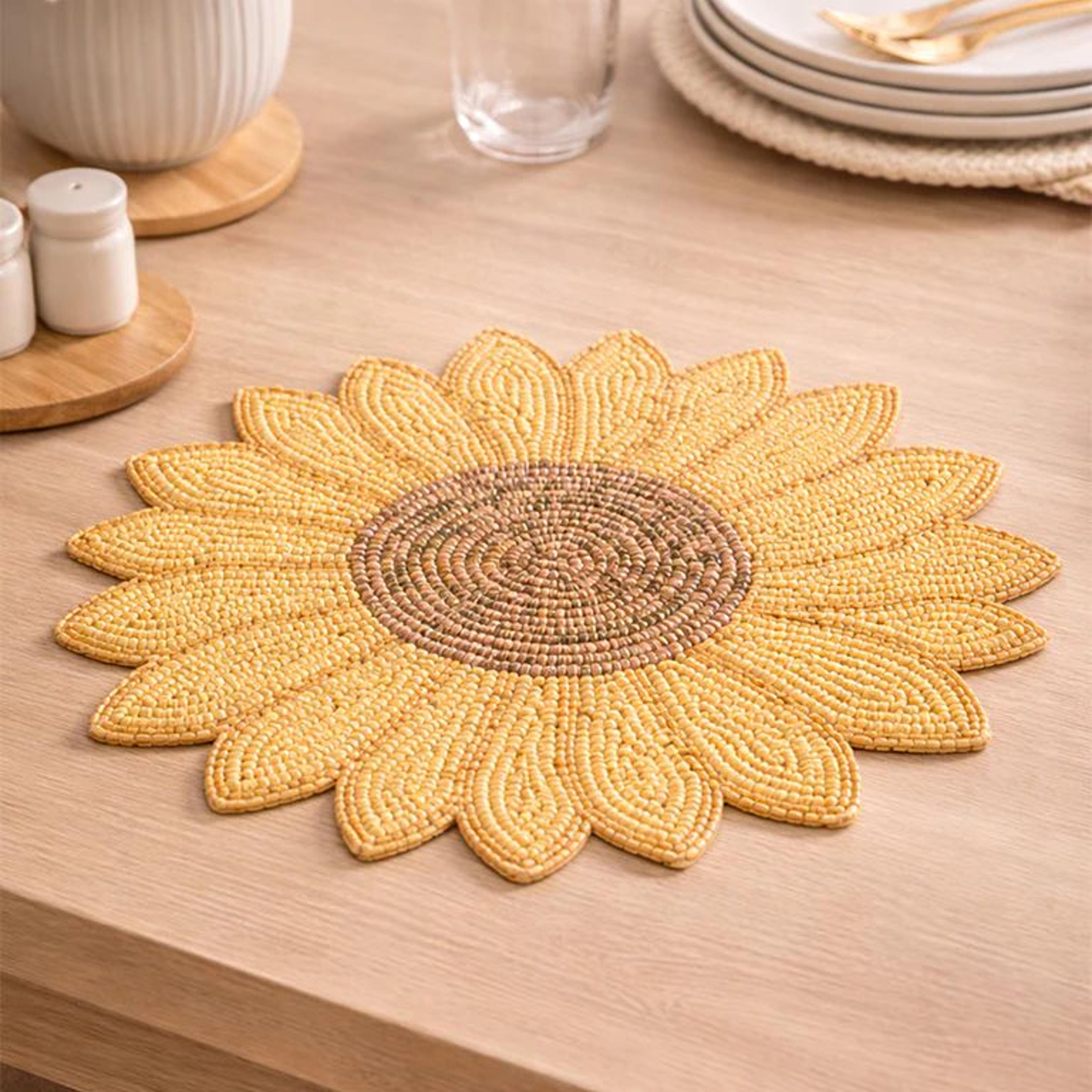 Westside Home Yellow Sunflower Beaded Trivet