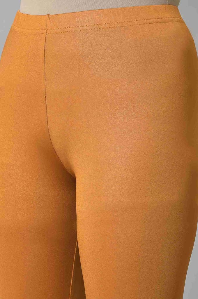 Brown Solid Skinny Fit Tights With Slip On Closure — photo 7