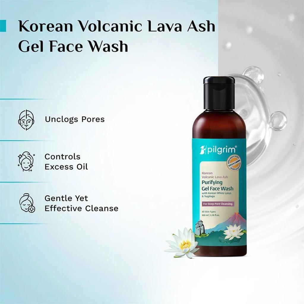 Korean Volcanic Lava Ash Purifying Gel Face Wash with White Lotus & Yugdugu