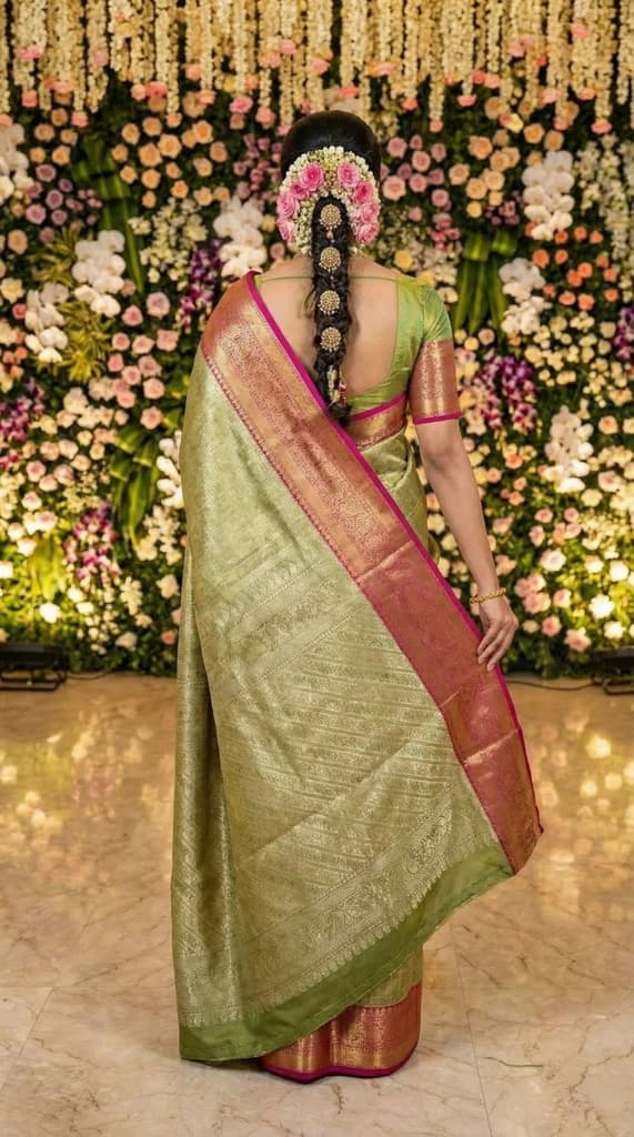 MIMOSA Women's Woven Design Kanjivaram Style Art Silk Saree with Blouse Piece - Green (SA00001522GRNFREE) — photo 4