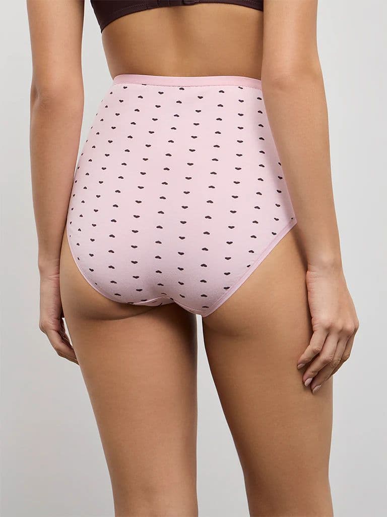 Wunderlove Pink Printed Cotton-Blend Full Briefs - Pack of 3 — photo 4