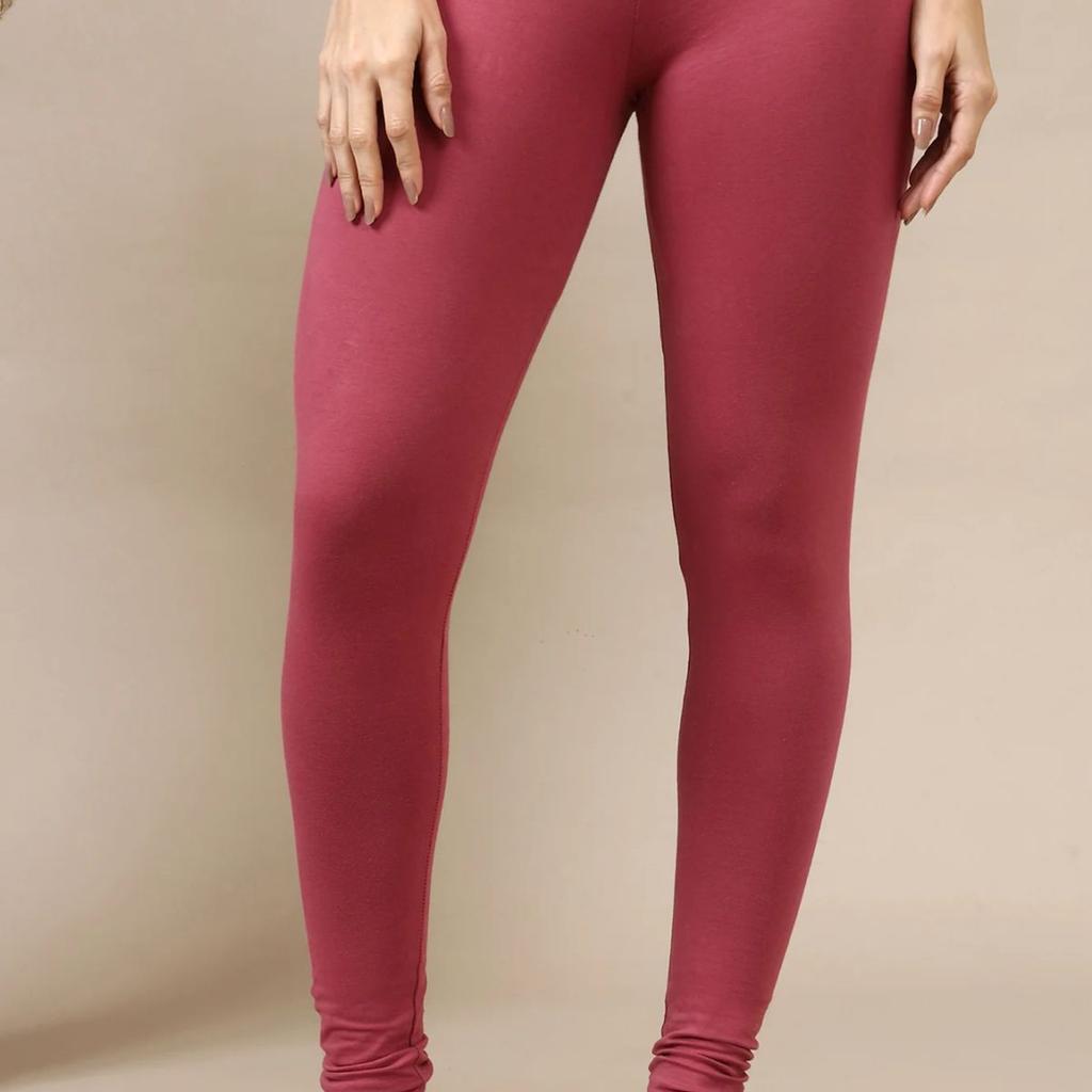 Purple Cotton Lycra Ankle Length Leggings