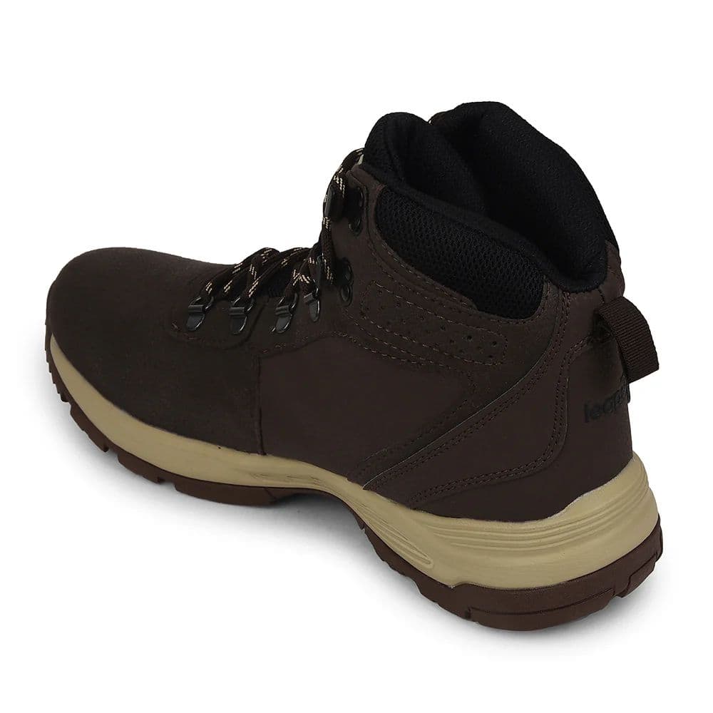 Leap7x Brown Sports Lace-Up High Ankle Trekking Shoes For Men PLATINUM-E By Liberty — photo 6