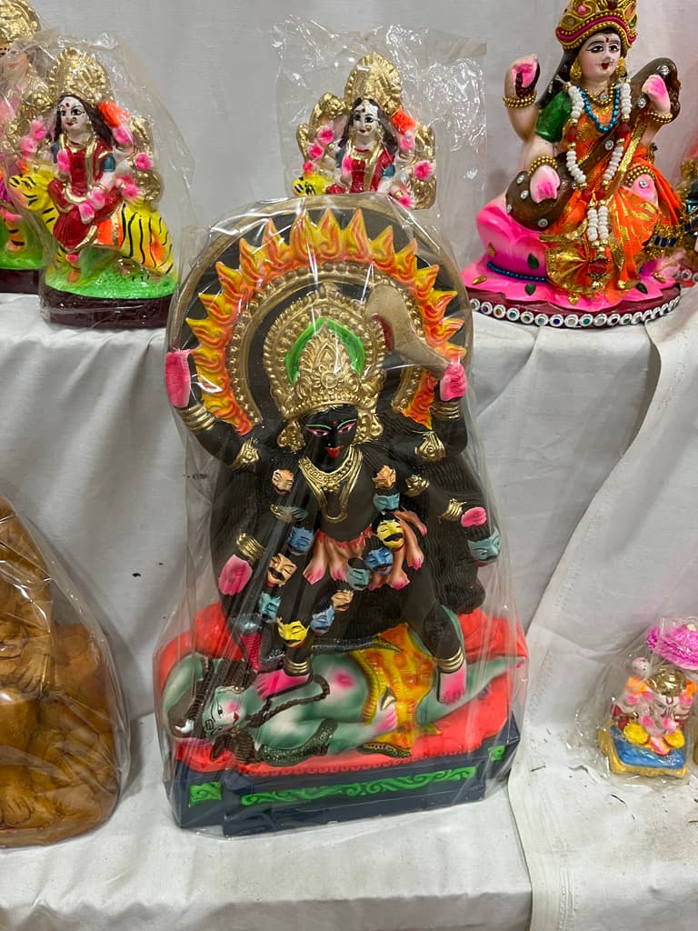 Hindu Goddess Statue | Sculpture | Bronze | Gold, Black, Pink, Green