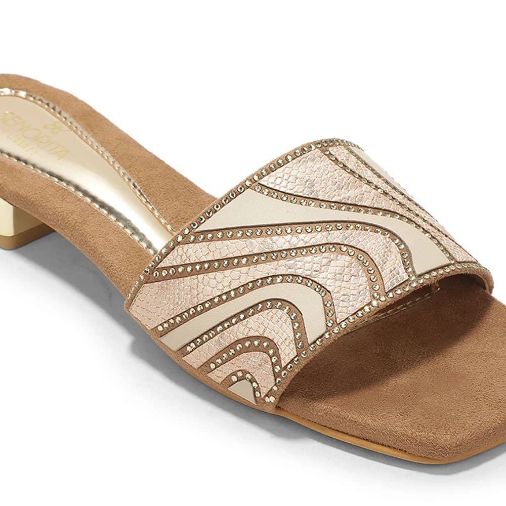 Senorita STY-153E Beige Casual Slip on Slippers for Women By Liberty — photo 6