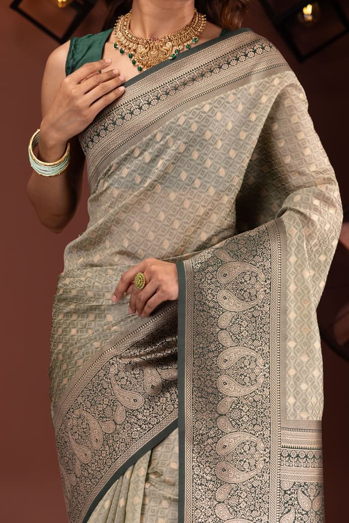Mimosa Women's Woven Design Kanjivaram Style Art Silk Saree With Blouse Piece : SA00001612PSFREE — photo 3