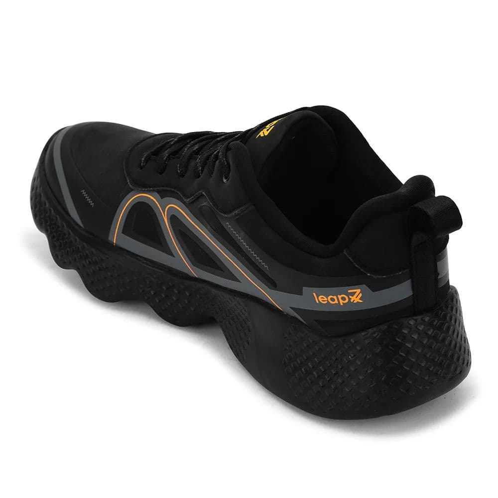 Leap7x Black Sports Lacing Running Shoes For Men WATSON-1E By Liberty — photo 5