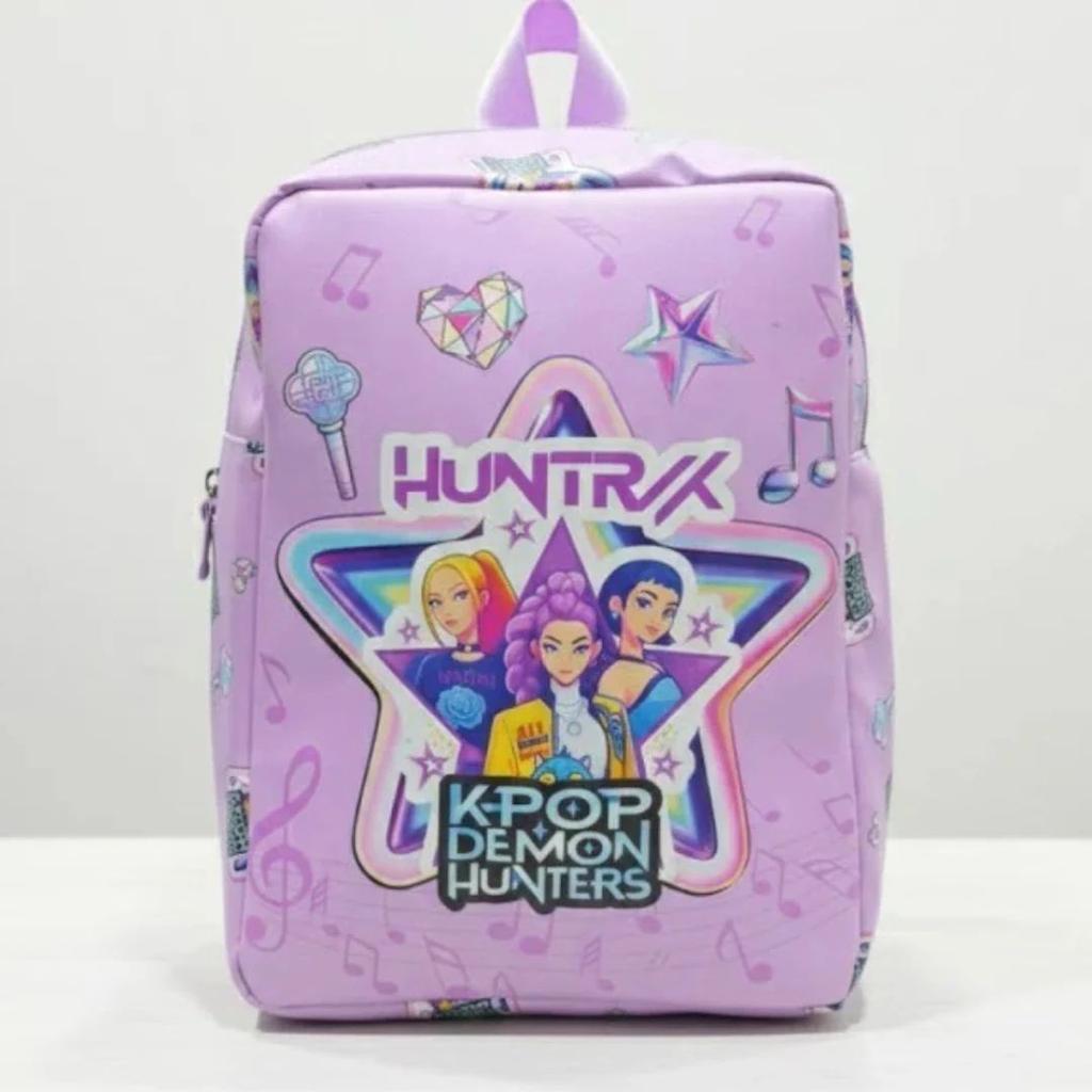 Kpop Demon Hunters Backpack School Bag For Kids — Purple Huntrix Edition