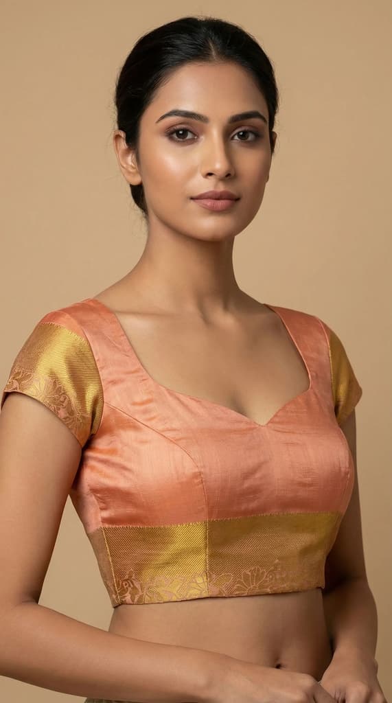 MIMOSA Women's Woven Design Banarasi Style Raw Silk Saree with Blouse Piece - Peach ( SA00003136PCFREE ) — photo 5