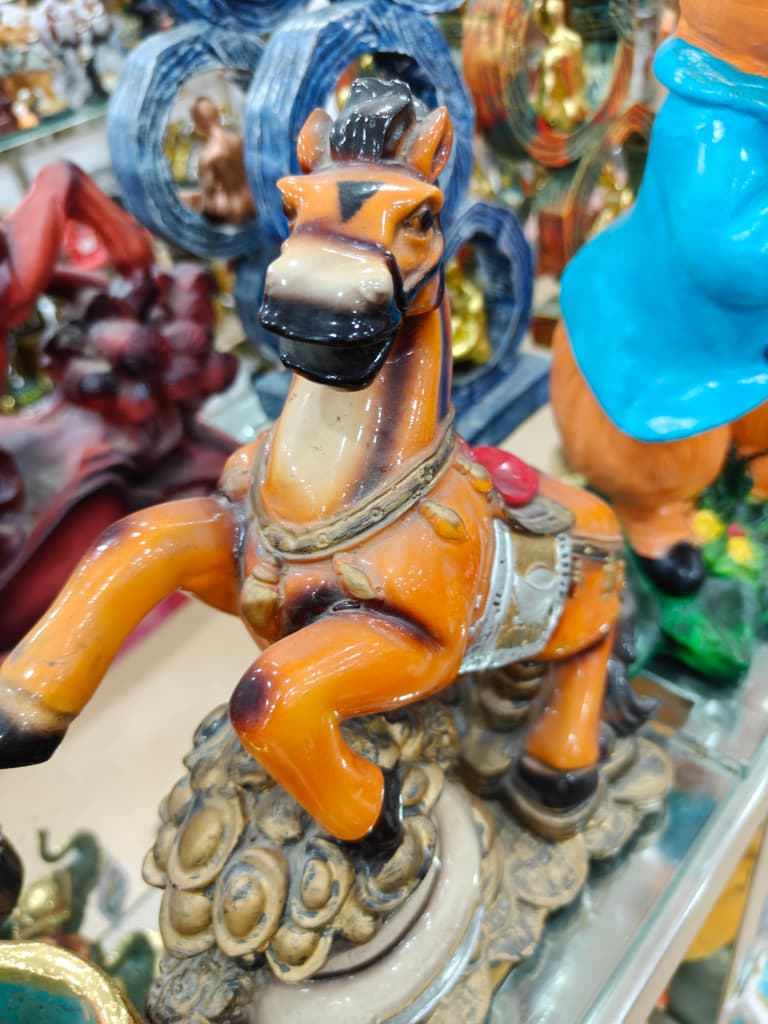Orange Horse Figurine | Decorative | Ceramic | Animal