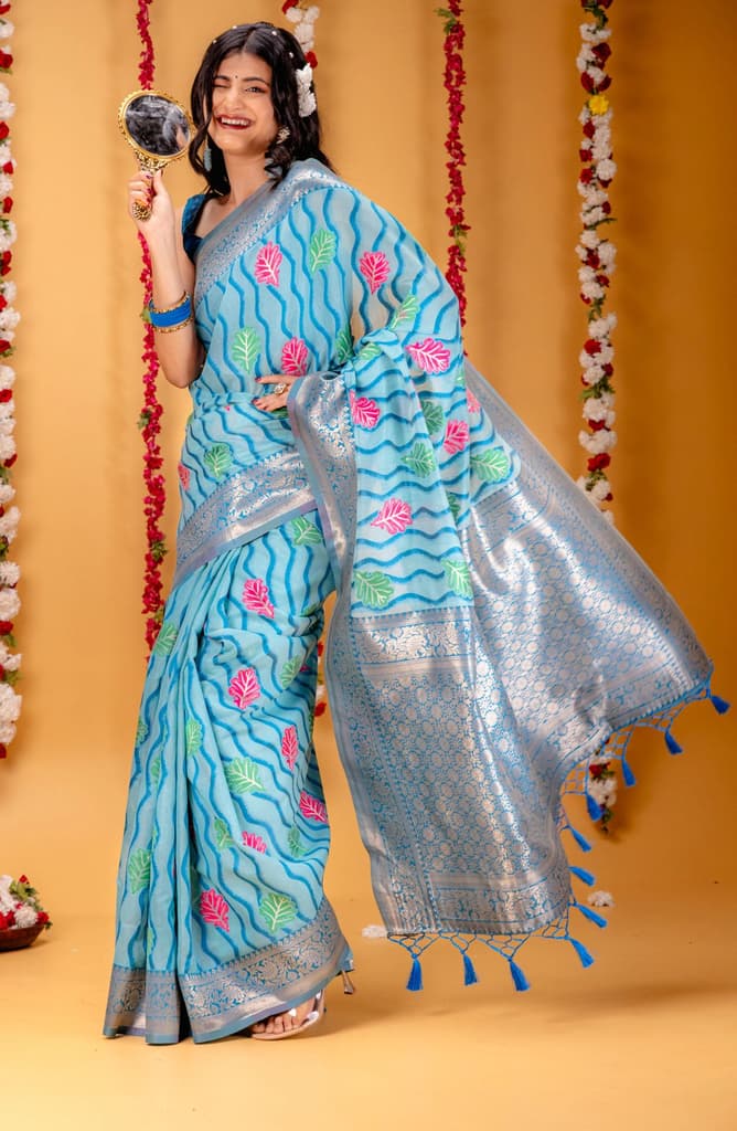 Mimosa Women's Woven Design Kanjivaram Style Art Silk Saree With Blouse Piece : SA00001600SFFREE — photo 5