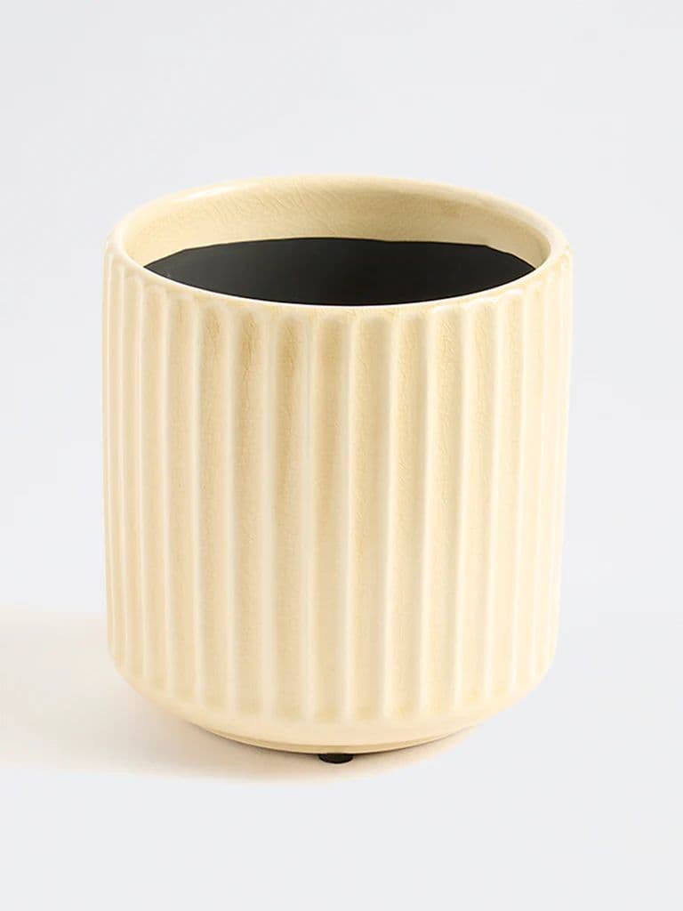 Westside Home Off White Striped Ceramic Planter — photo 2