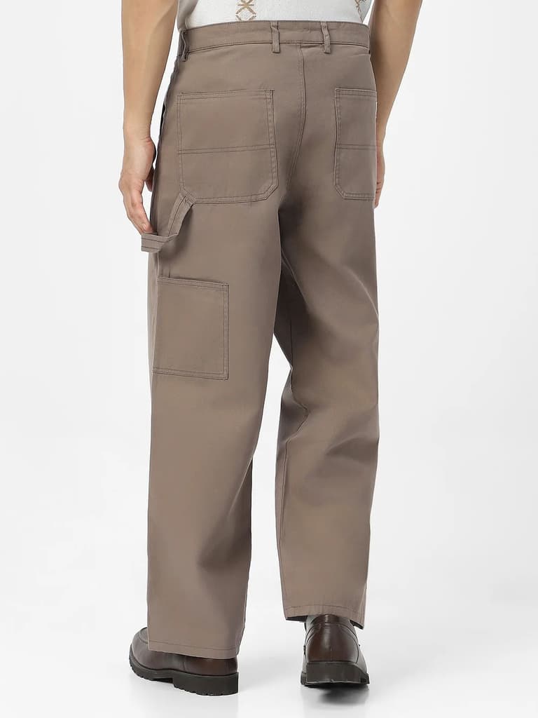 Men's Grey Loose Baggy Fit Solid Carpenter Trouser Pant with 5 Pockets Non-Stretchable — photo 3