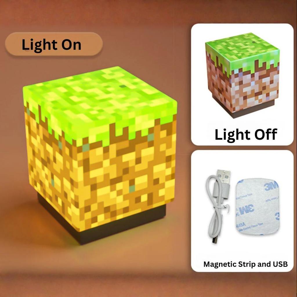 Minecraft Block Night Light | USB Rechargeable Mini Cube Lamp with Magnetic Mount — photo 8