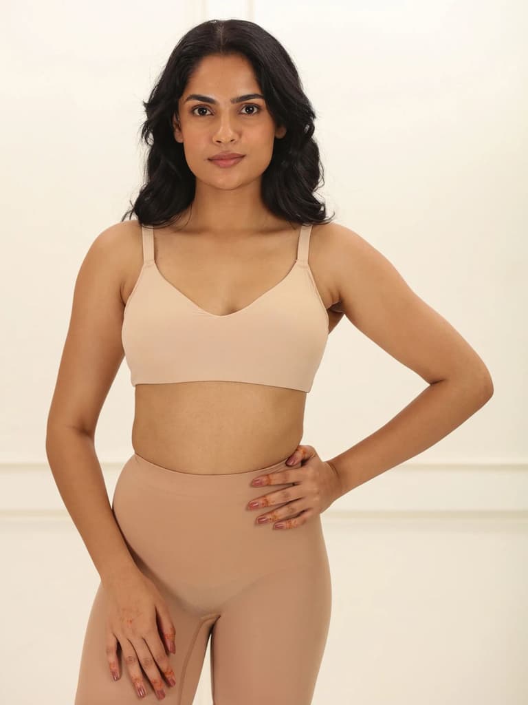 Crossover Bralette - Non-Padded Seamless Balconette Bra with V-Neck Design — photo 8