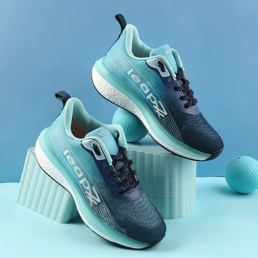 Leap7x Sea Green Sports Lacing Running Shoes For Men RWM-02 By Liberty — photo 4