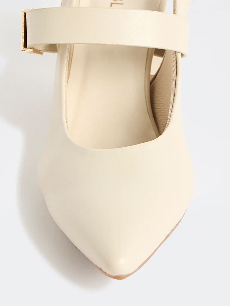 LUNA BLU Ivory Slingback Block-Heel Shoes — photo 4