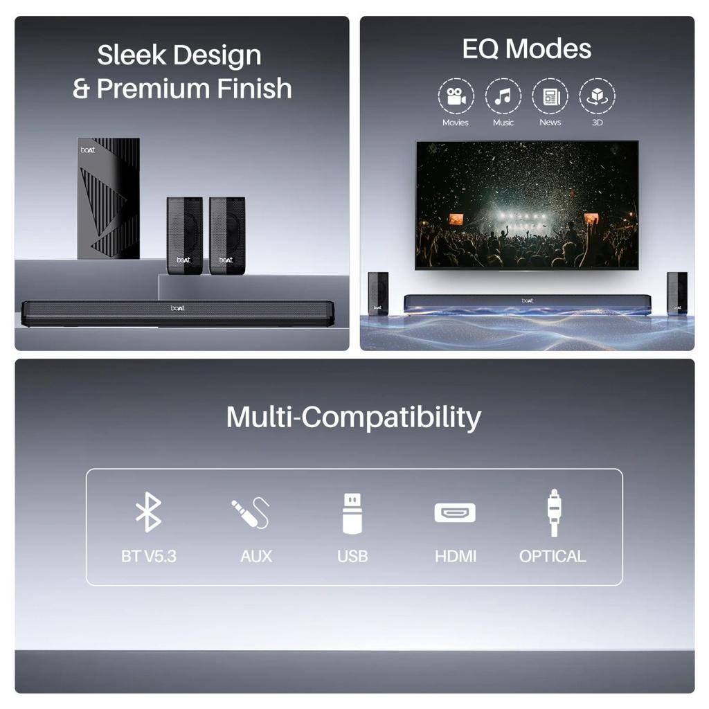 boAt Aavante Bar 3200D Pro | 400W Bluetooth Soundbar, 5.1 Surround Sound System, Dolby Audio, Wall Mountable — photo 4