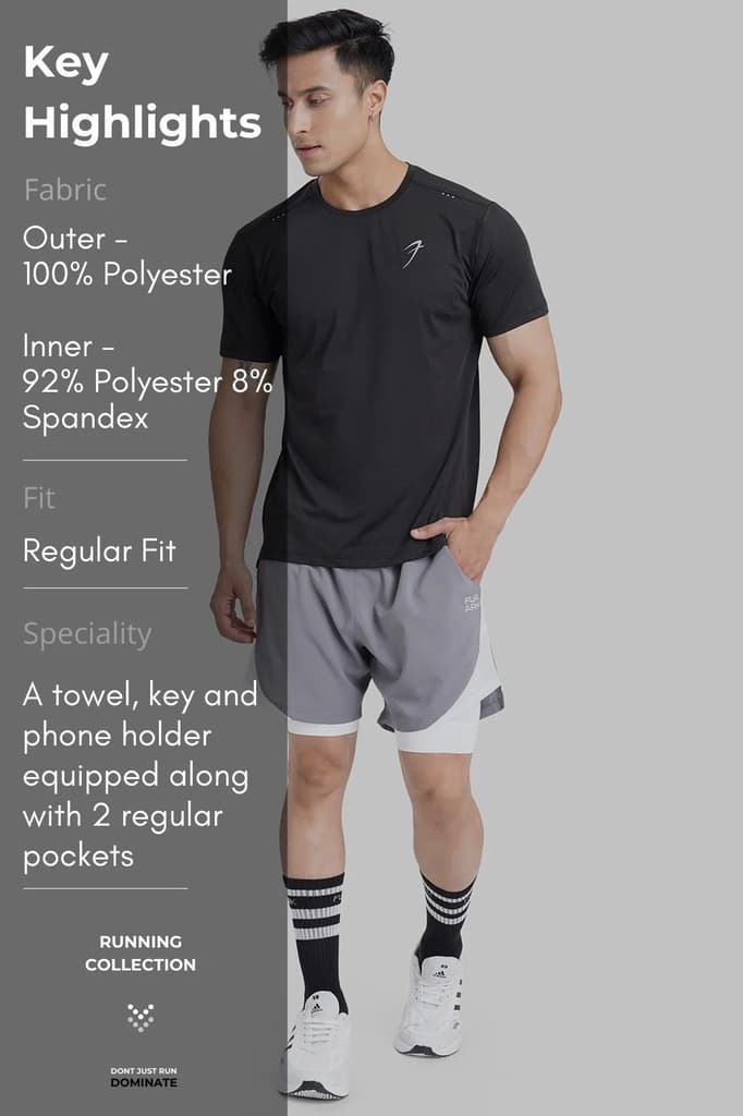 2 in 1 Mesh Shorts Foggy Grey With White — photo 10