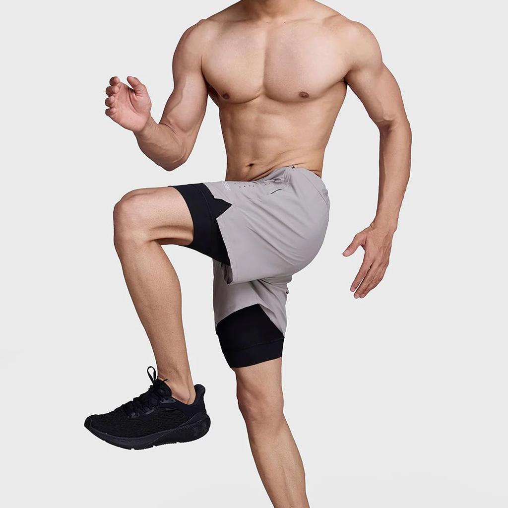 2 in 1 Laser Shorts Beige With Black