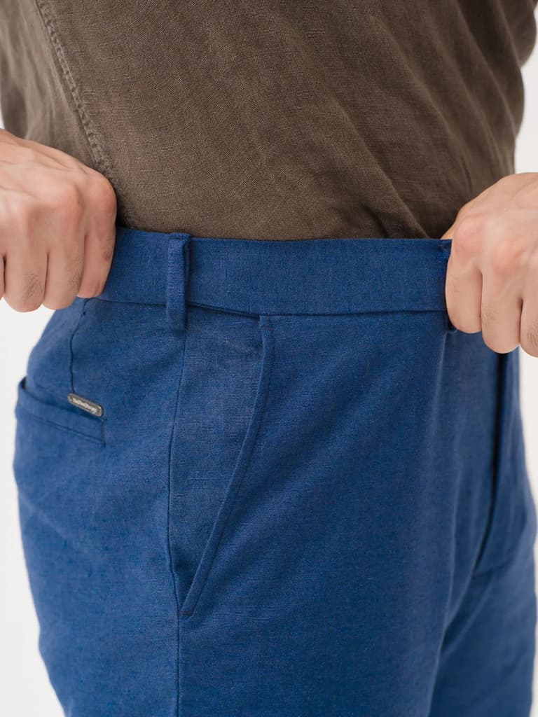 Aqualon Blue 100% Linen Pants
