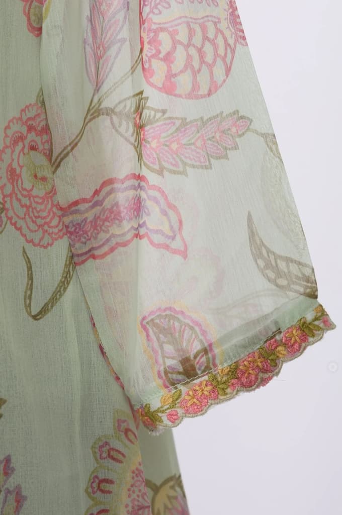 Green Embroidered Chiffon Straight Top — photo 7