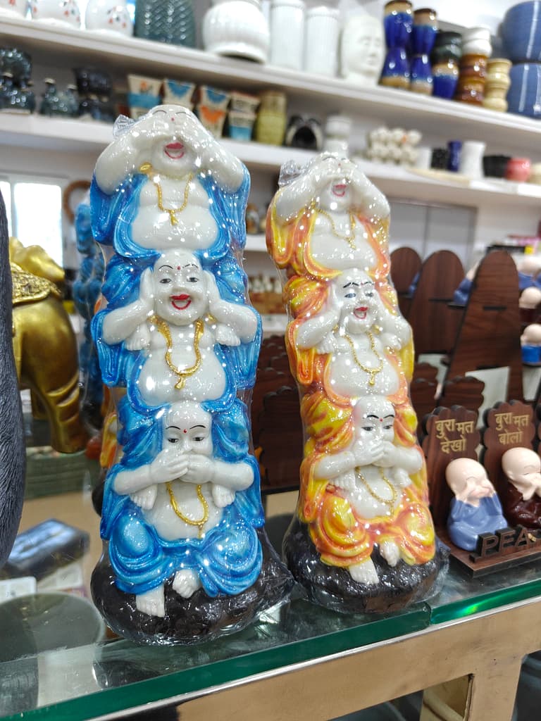 Buddha Statue | Ceramic | Gold | Blue