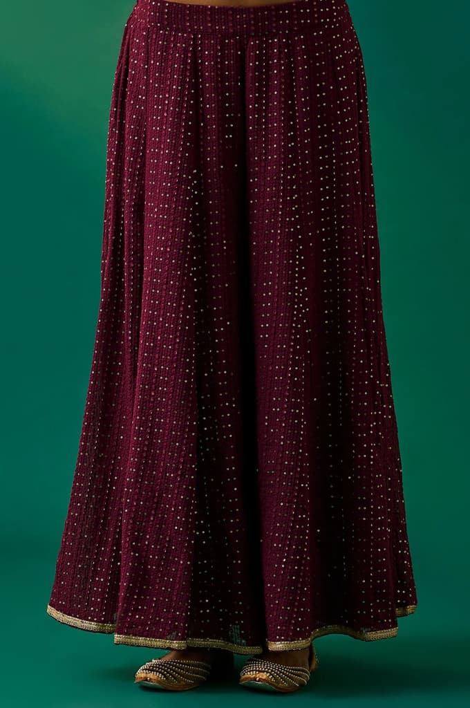 Green Embroidered Straight Kurta with Sharara and Dupatta Set — photo 5