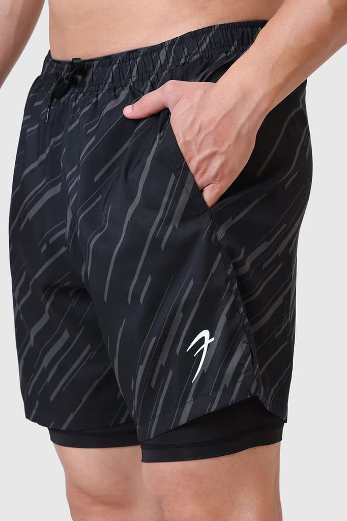 2 in 1 Printed Compression Shorts Black — photo 5