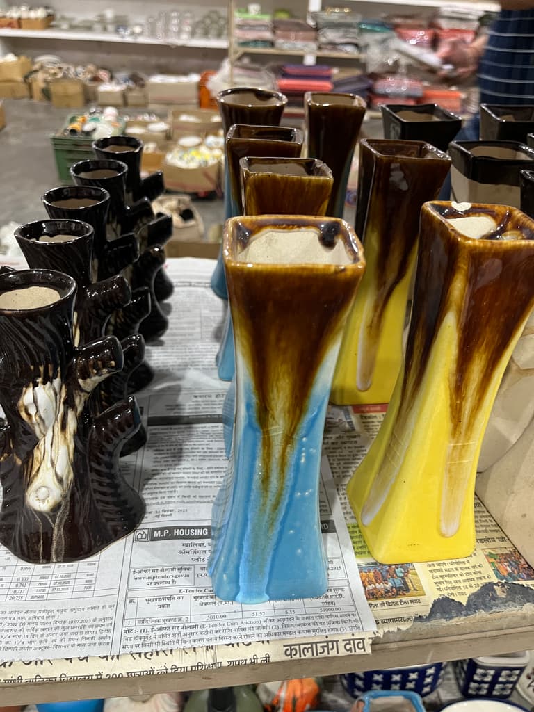 Vase with Handle | Decorative | Ceramic | Blue and Brown