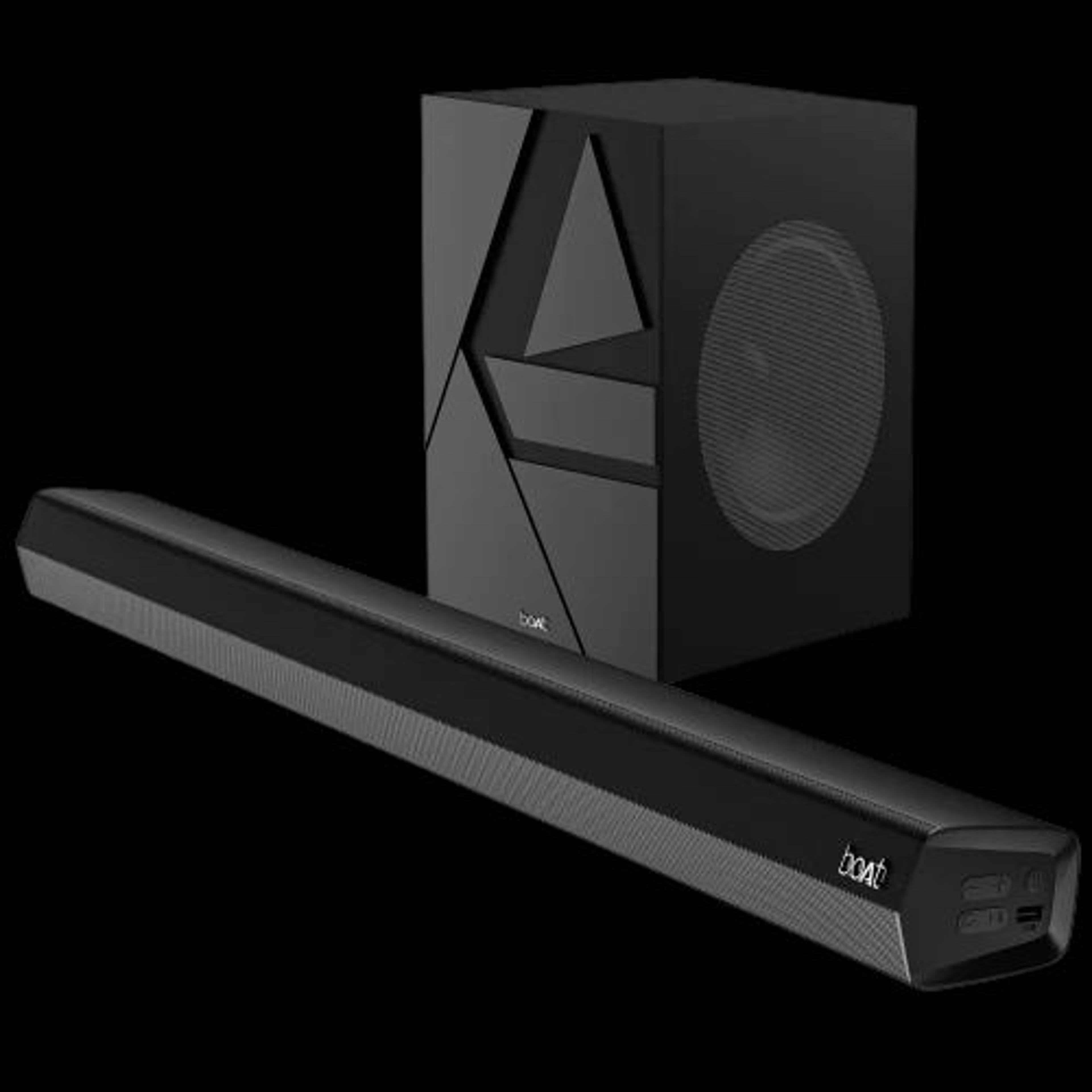 boAt Aavante Bar Quake | 200W RMS boAt Signature Sound, 2.1 Channel Soundbar with Wired Subwoofer, Entertainment EQ Modes, Bluetooth v5.3, USB, AUX, HDMI (ARC)