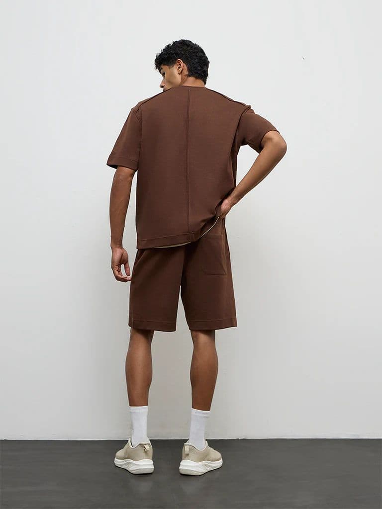 Nuoflexx Brown Relaxed-Fit Mid-Rise Shorts — photo 4