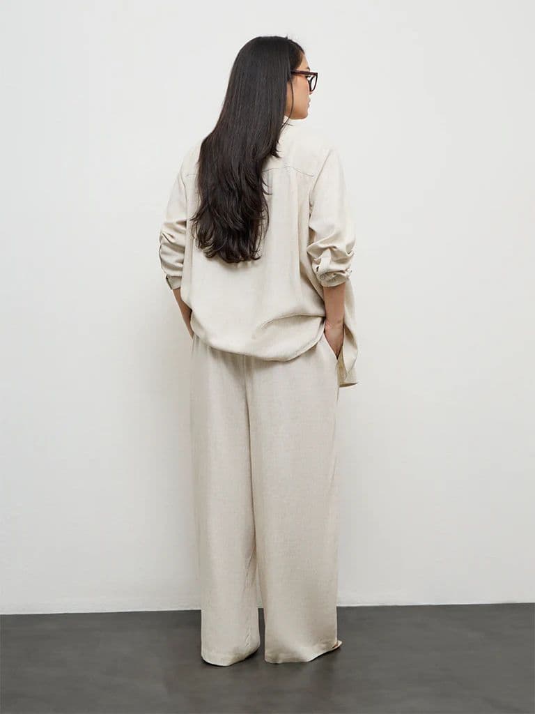 Gia Off-White Solid High-Rise Pants — photo 4