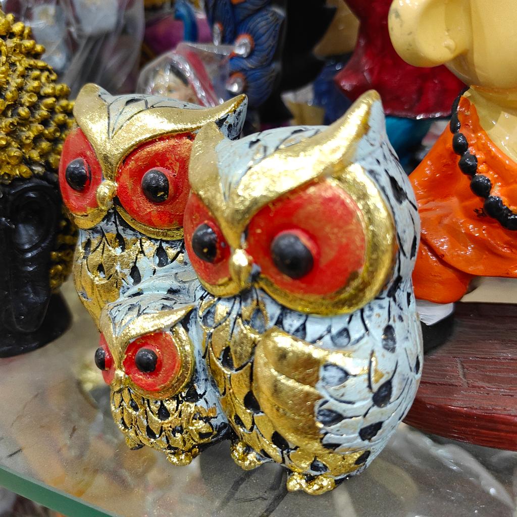 Gold Owl Figurine | Decorative | Ceramic | Gold