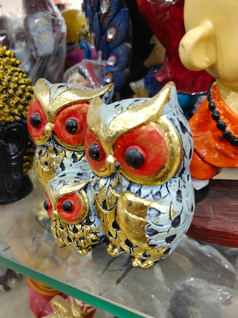 Gold Owl Figurine | Decorative | Ceramic | Gold