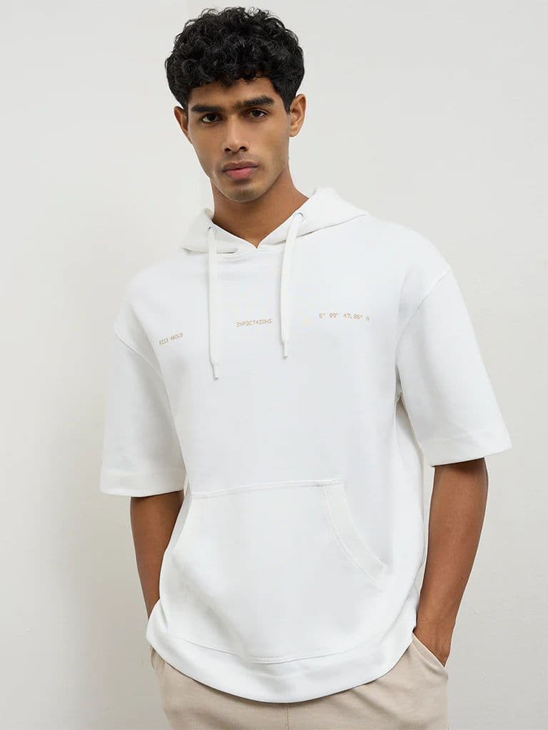 Nuoflexx Off-White Relaxed-Fit Cotton-Blend Hoodie — photo 2