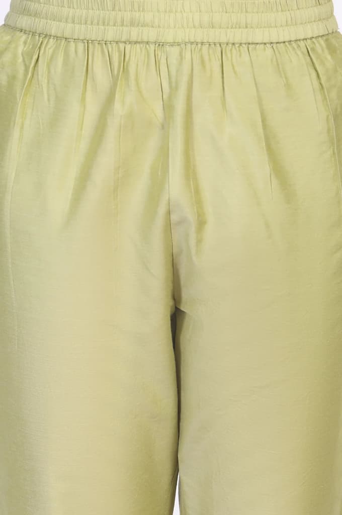 Light Green Solid Lace Trim Straight Kurta with Straight Pant and Dupatta Set — photo 8