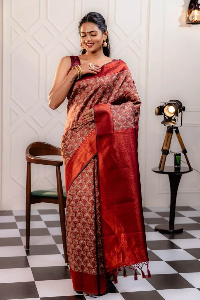 Mimosa Women's Woven Design Kanjivaram Style Art Silk Saree With Blouse Piece : SA00001790MRFREE — photo 2