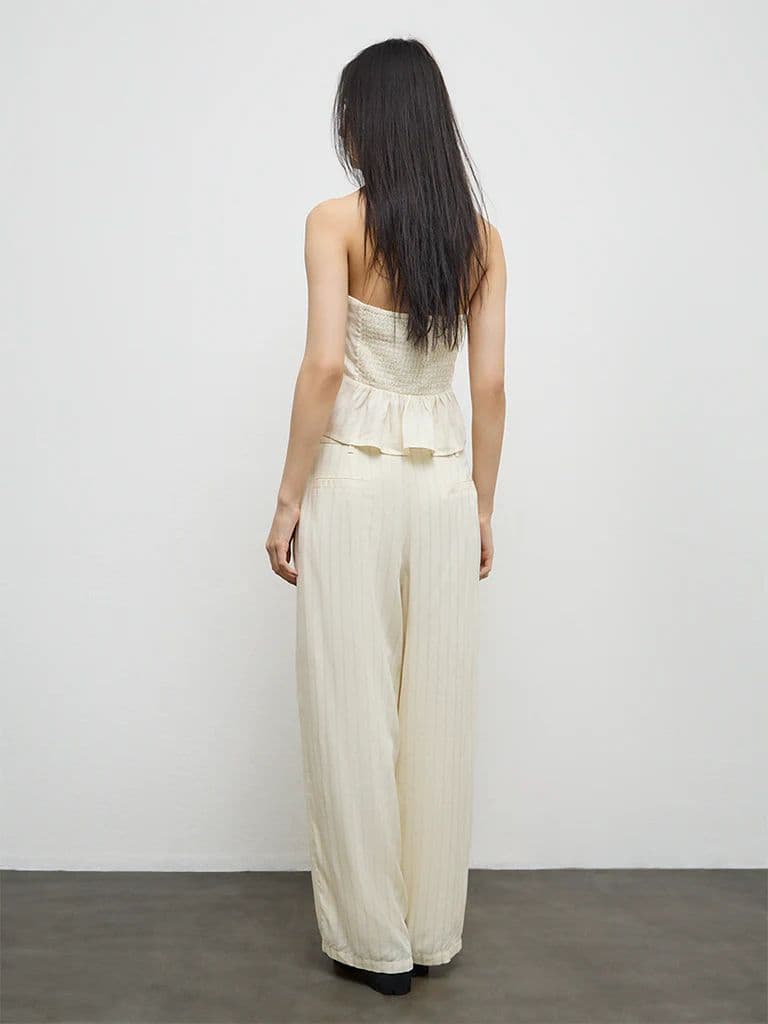 Nuon Light Yellow Striped High-Rise Trousers — photo 4