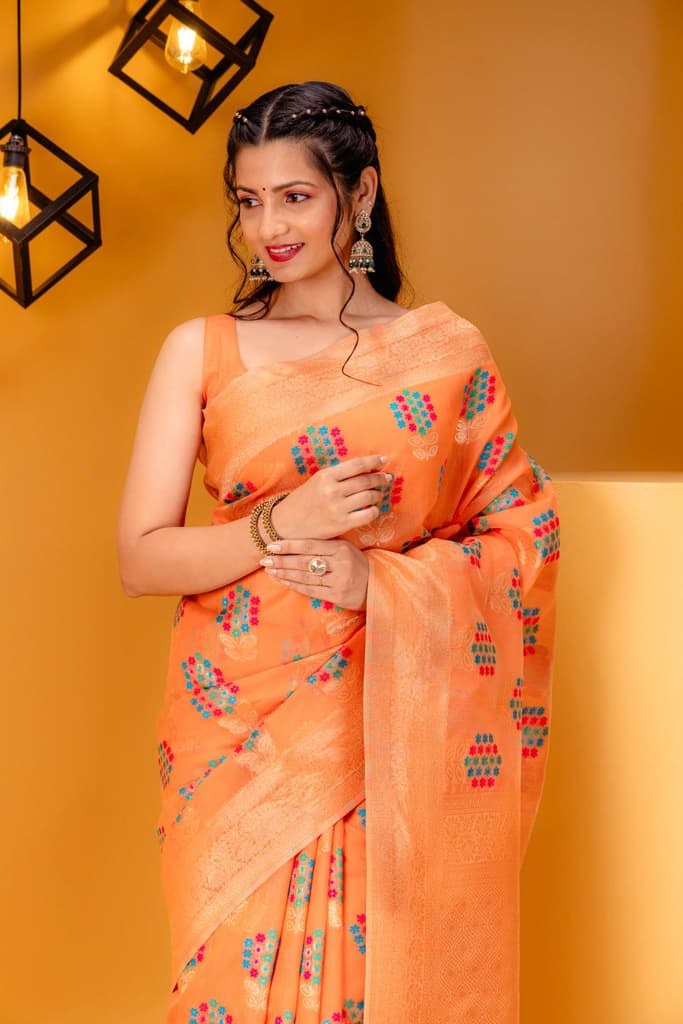Mimosa Women's Woven Design Banarasi Style Art Silk Saree With Blouse Piece : SA00001595PCFREE — photo 2