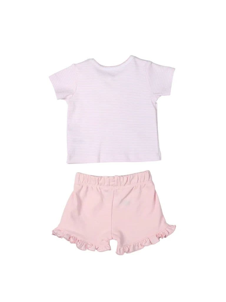 HOP Baby Girls Pink Printed Cotton Top and Shorts Set — photo 3