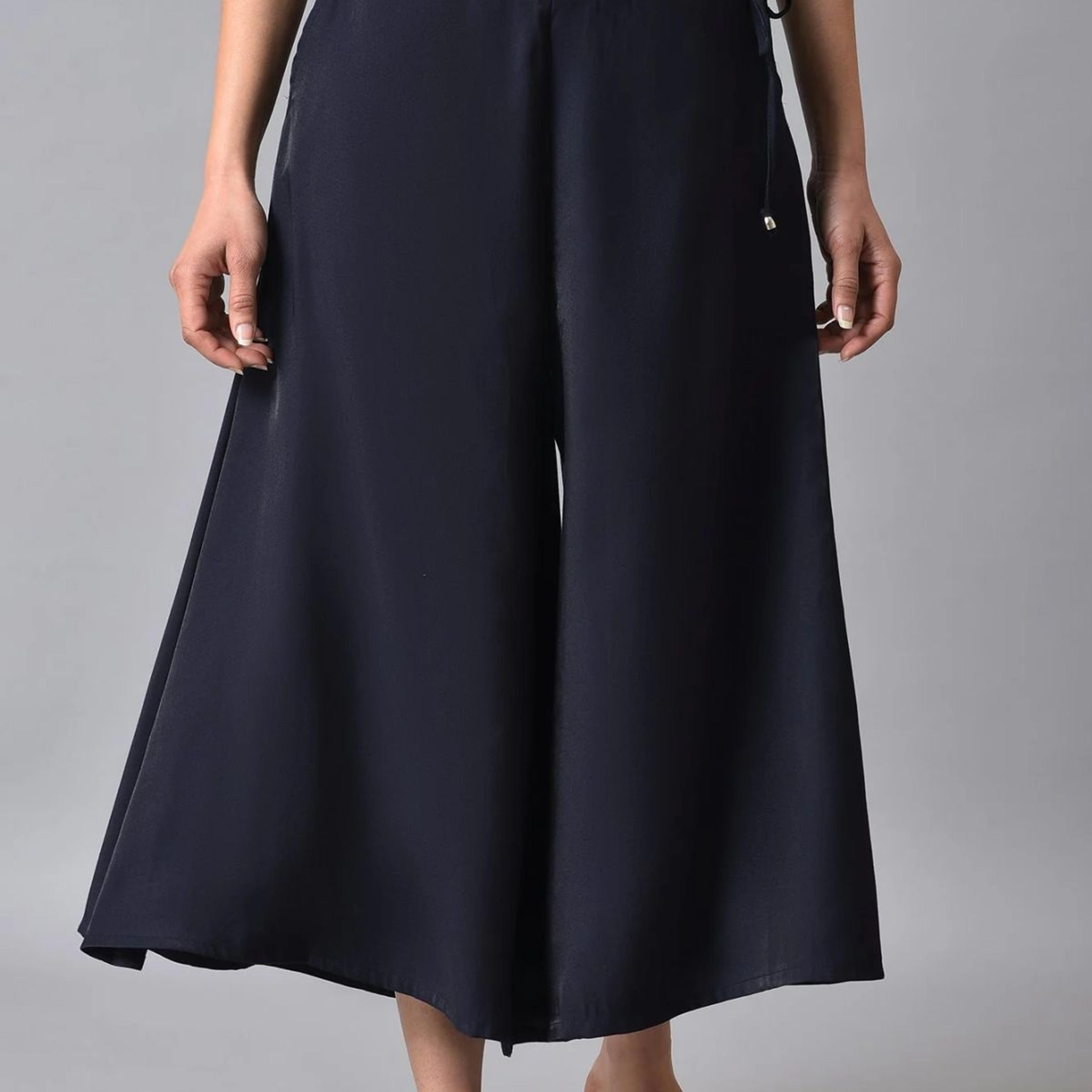 Blue Solid Culottes