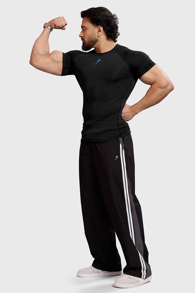 Compression T-shirt Black/ Blue Logo — photo 2