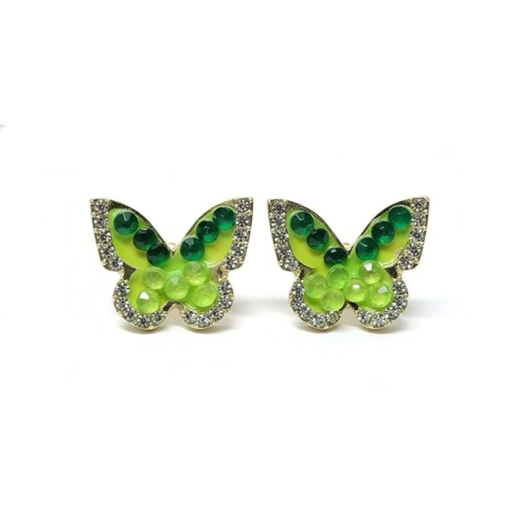 Green Butterfly Crystal Stud Earrings — photo 3