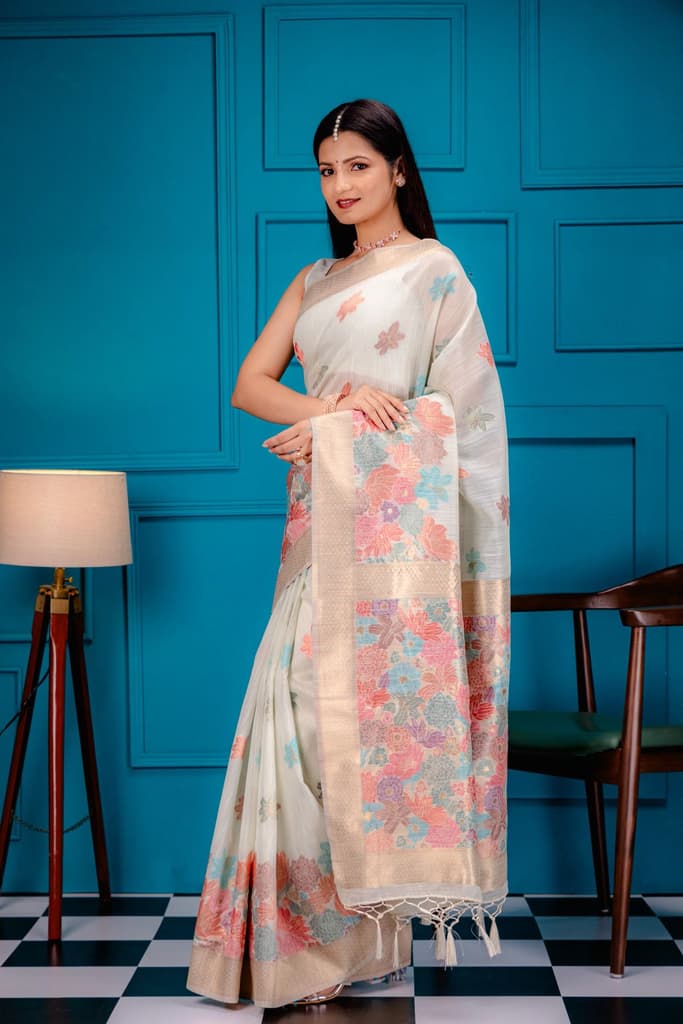 Mimosa Women's Woven Design Banarasi Style Art Silk Saree With Blouse Piece : SA00001785RMFREE — photo 4