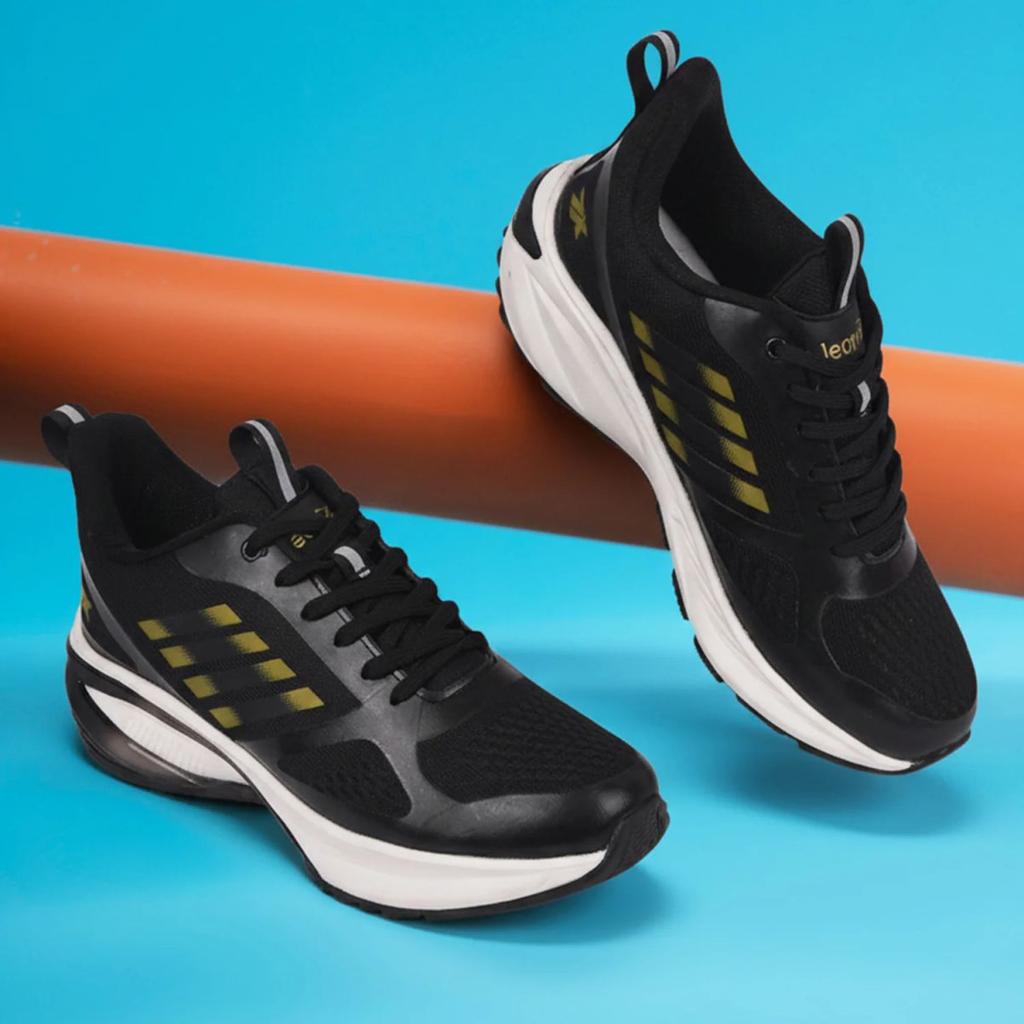 Leap7x Black Sports Lacing Running Shoes For Men RUNNY-1E By Liberty — photo 4