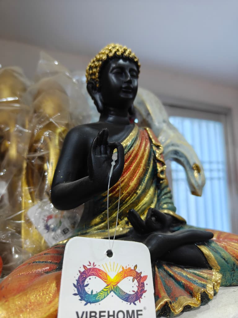 Black Buddha Statue | Gold Trim | Meditation Aid | Yoga