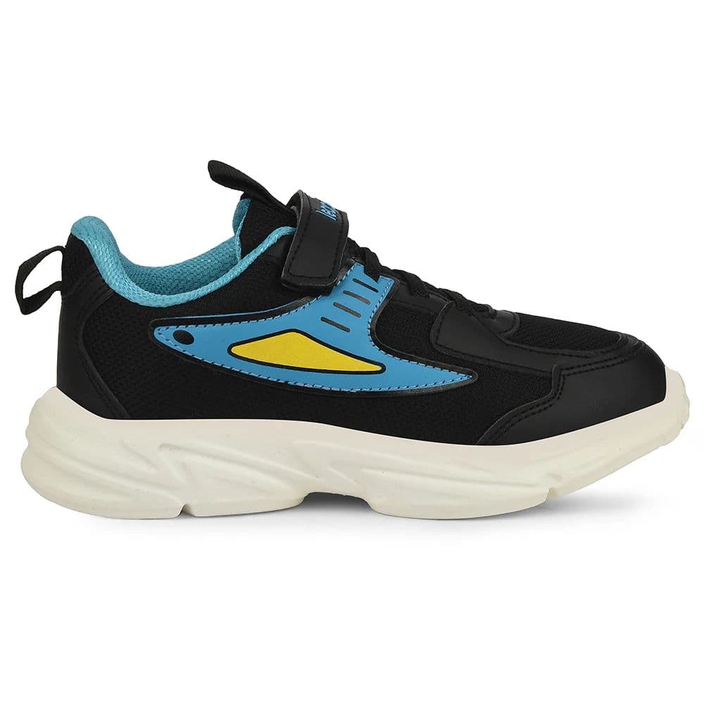 Leap7x Black Sports Non Lacing Walking Shoes For Kids CLOUDY-5V By Liberty — photo 2