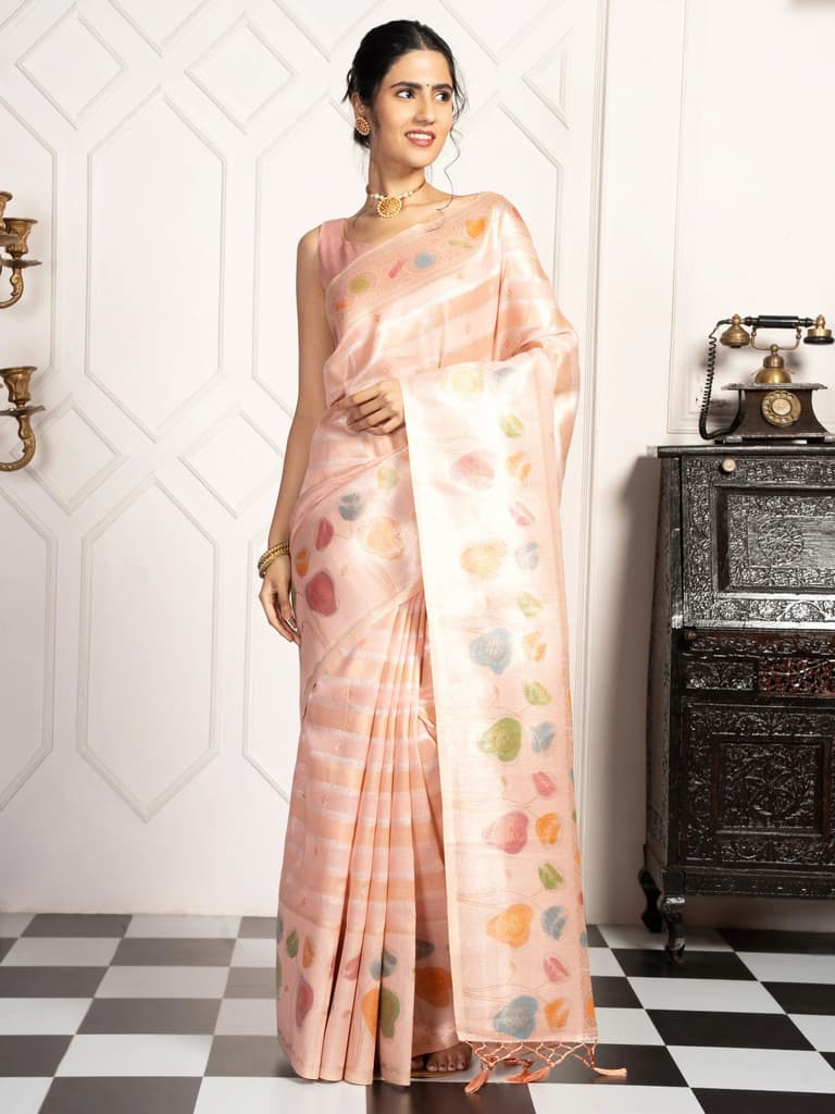 Mimosa Women's Woven Design Banarasi Style Art Silk Saree With Blouse Piece : SA00002064PNKFREE — photo 2